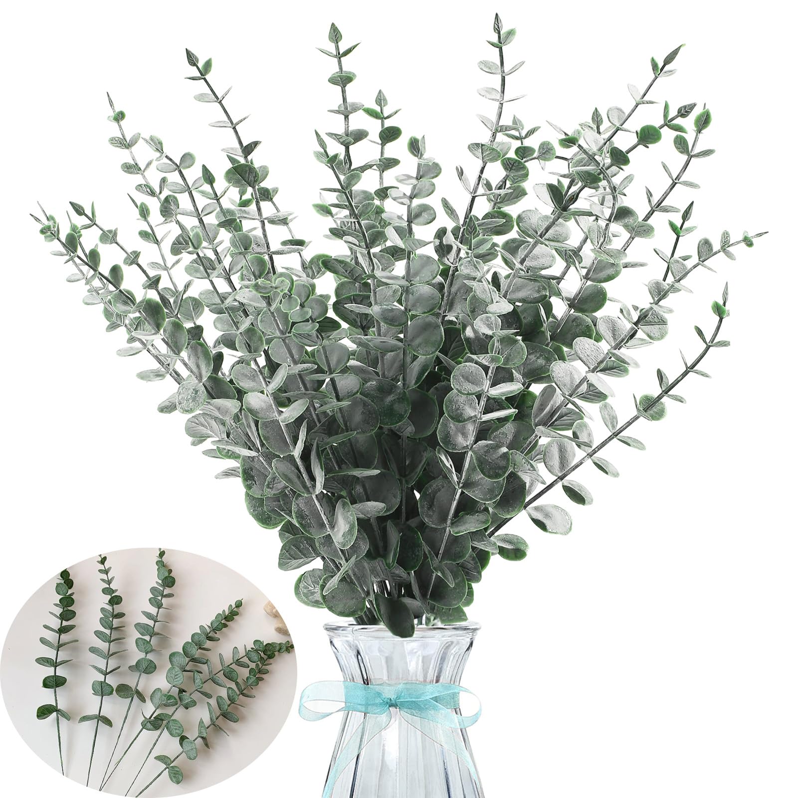 TILONKJ 30 PCS Eucalyptus Stems, Artificial Faux Greenery Leaves Branches