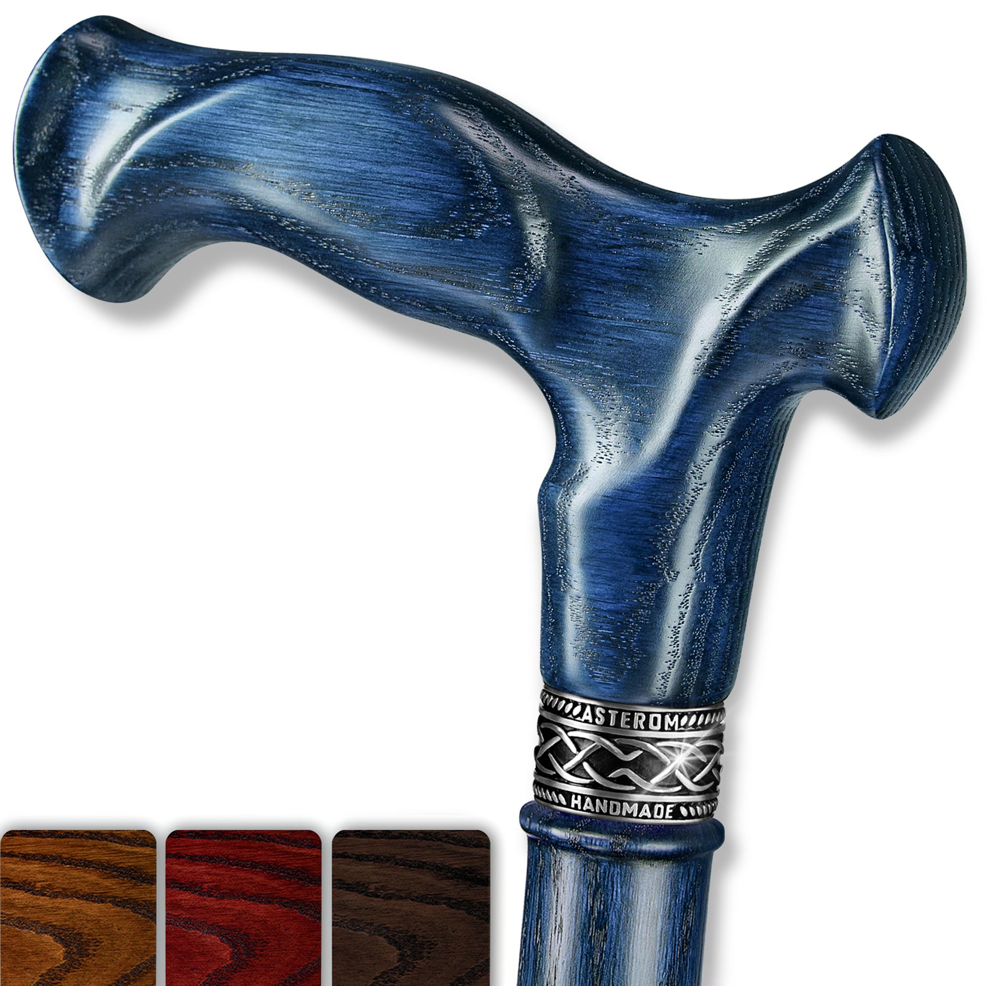 Asterom Walking Cane for Men & Women - Handmade, Ergonomic, Wooden Canes - Cool Walking Sticks for Seniors