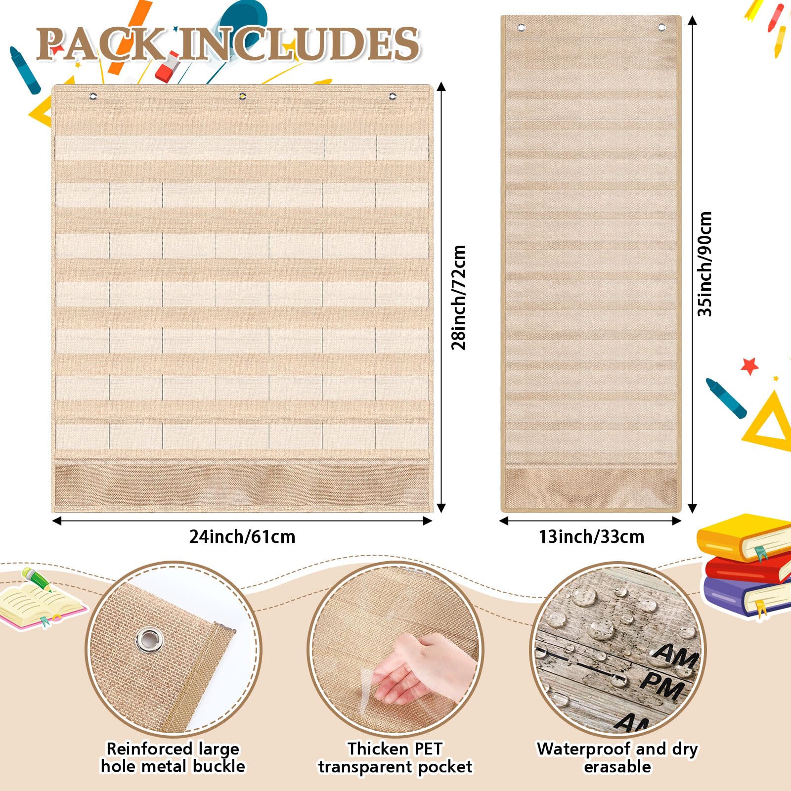 Eamay Classroom Monthly Calendar Pocket Chart With 71 Cards For