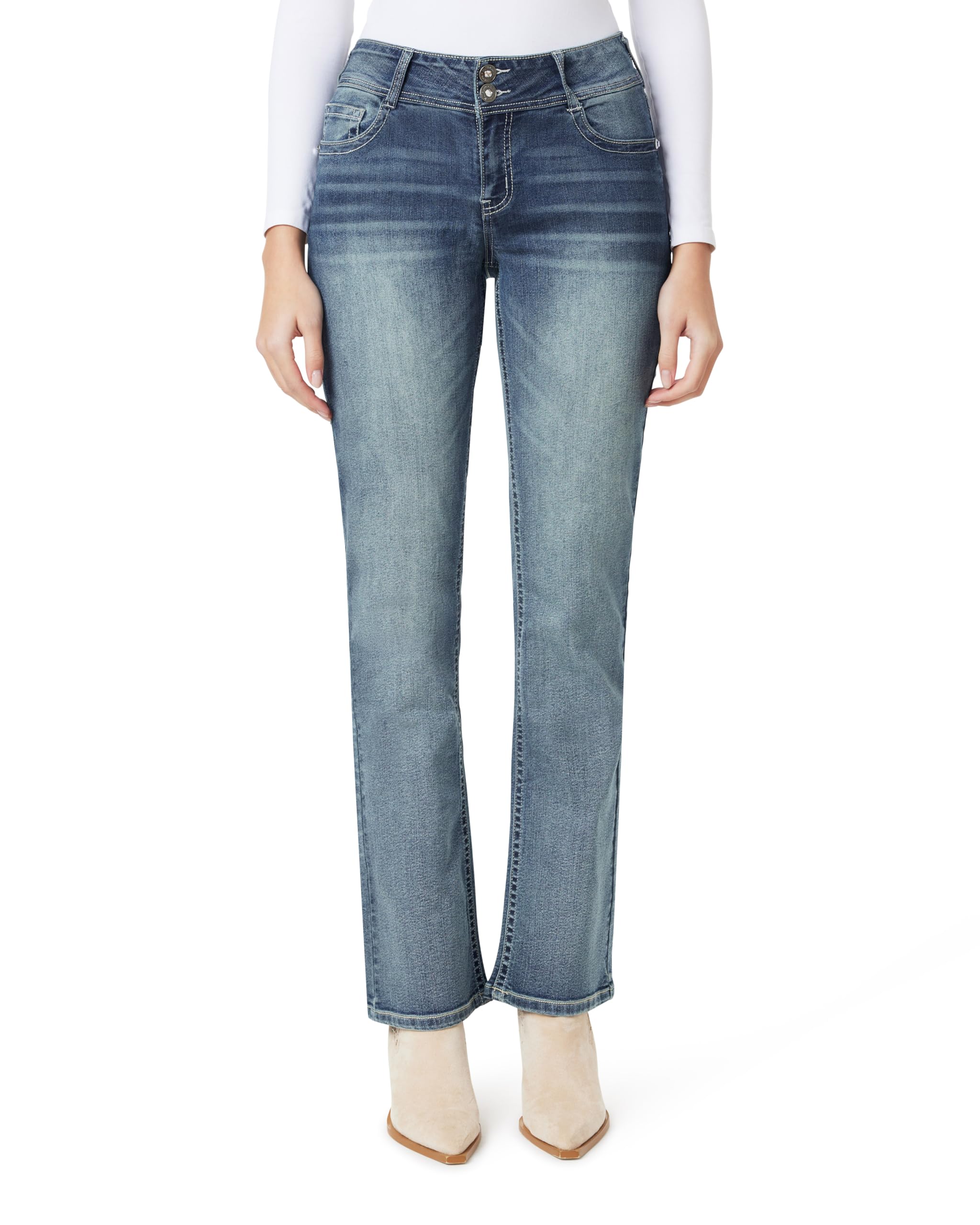 WallFlower Women's Bling Bootcut Jeans, Luscious Curvy Fit