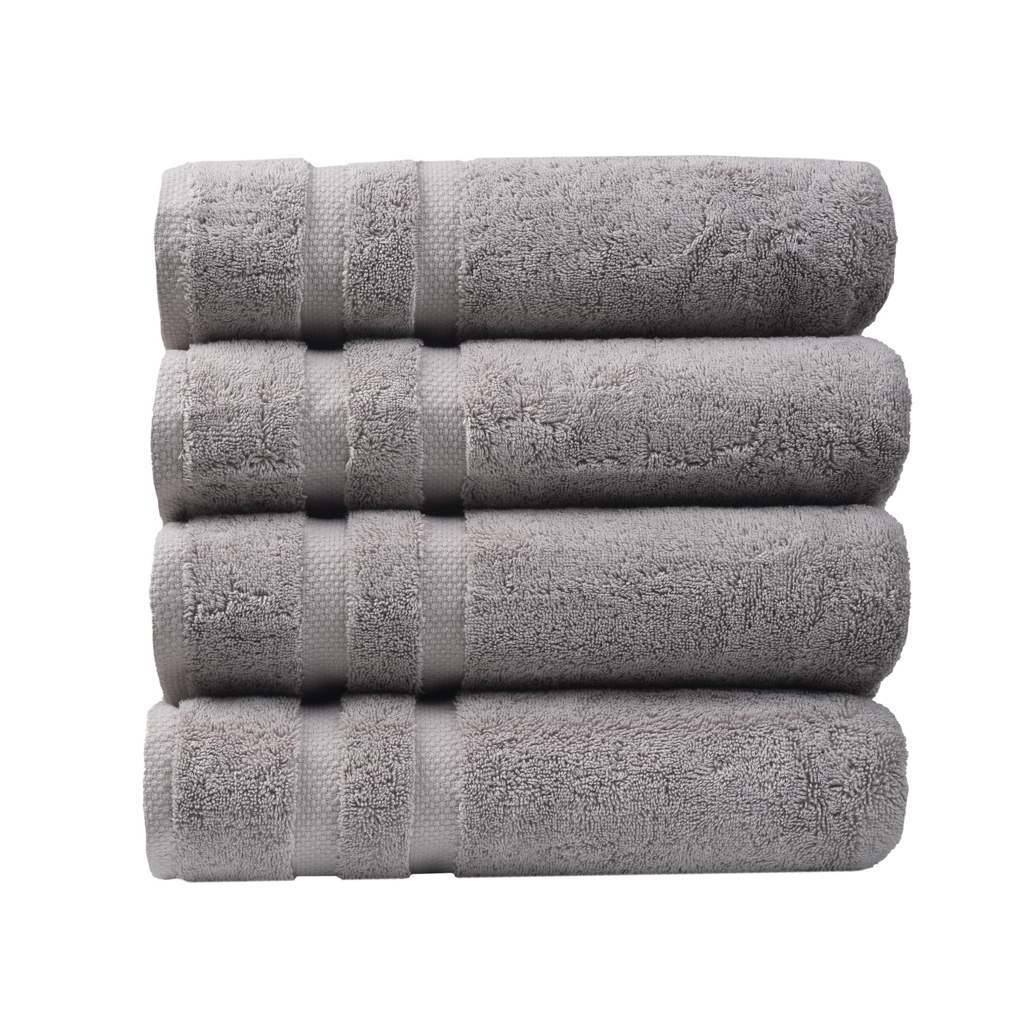 SOFE H&L | Olea Luxury Cotton Turkish Bath Towels Set of 4 Cool Gray | Premium, Soft, Durable, Absorbent | Hotel Quality Plush Towels and Thick Towel