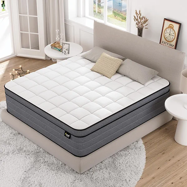 Ayeawo Queen Mattress 14 Inch, Queen Size Mattresses in a Box, Superior Hybrid Bed with Gel Memory Foam for Back & Lumbar Support, Pressure Relief, Zoned Support Pocket Springs, Cooling&Firm Feel