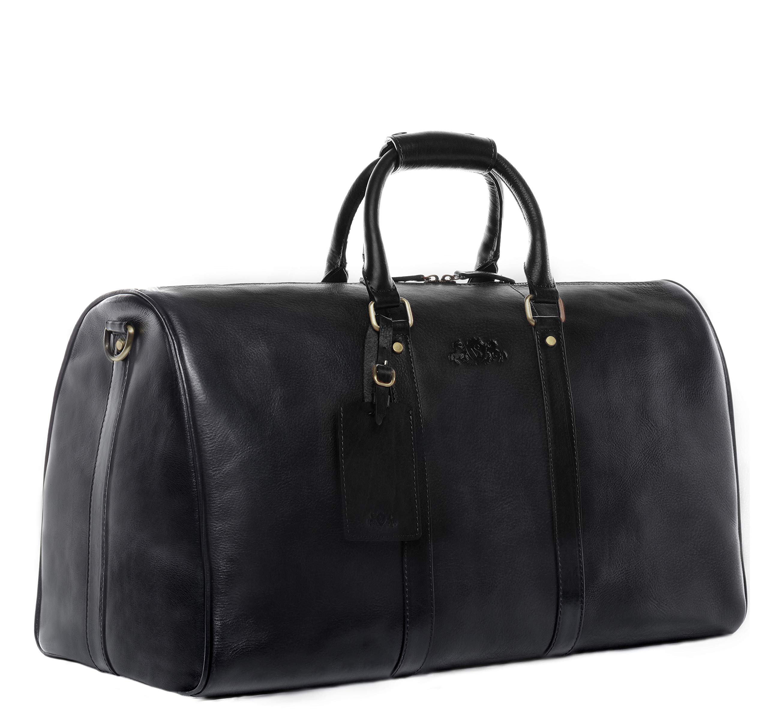 SID & VAIN Bolsa de Viaje Grande Cuero I Bolso de Deporte Fin de Semana I Maletín Viaje Weekender, Equipaje de Mano Cabina Franklin Negro Hecho a Mano