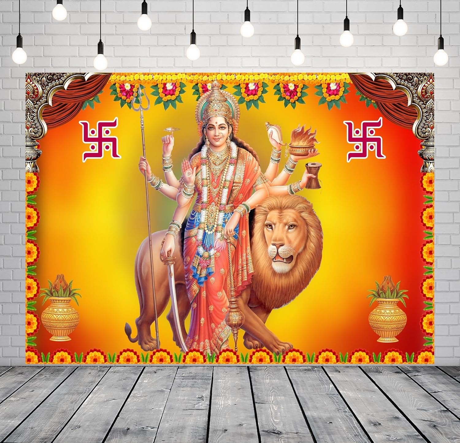 Amazon.com : BELECO 6x4ft Fabric Indian God Backdrop Goddess Sheran ...