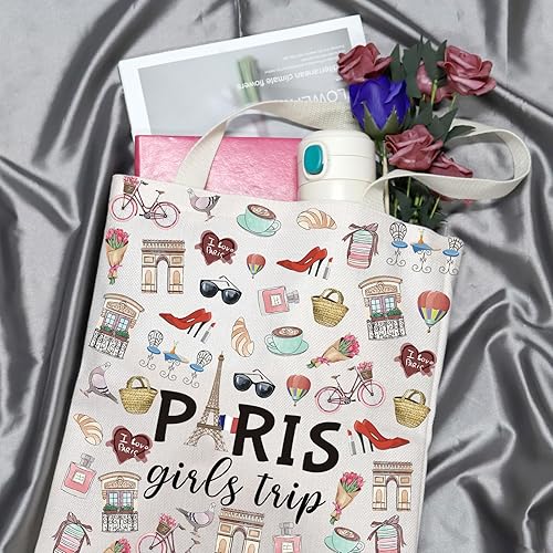 Miniatura 3 de GJTIM Regalo de viaje a París Bolsa de viaje con tema de vacaciones de fin de semana de Par, Bolso beige