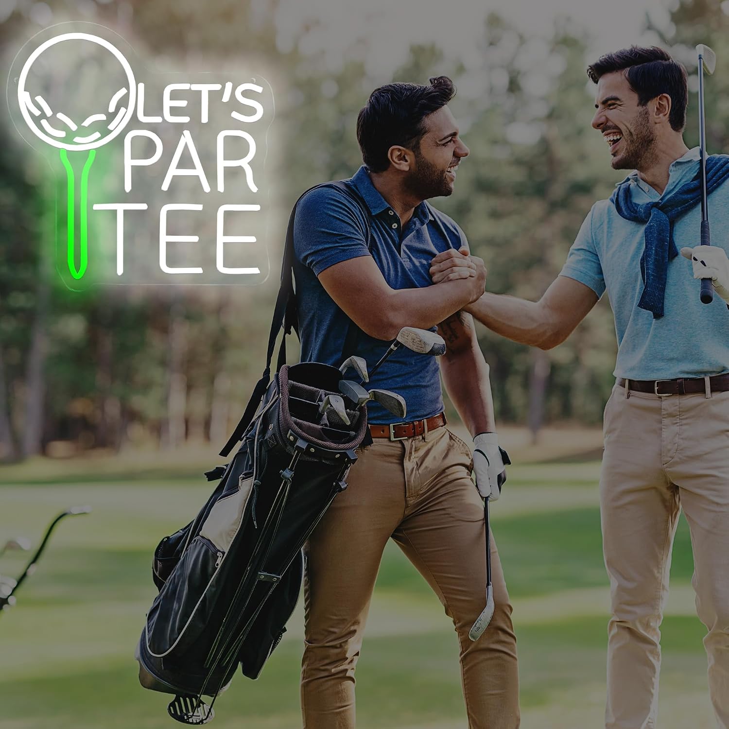 Let’s Par-Tee Golf Neon Sign – Funny LED Wall Light with Golf Ball & Tee Design, USB Powered Neon Decor for Bar, Game Room, Man Cave, Golf Party or Sports-Themed Room