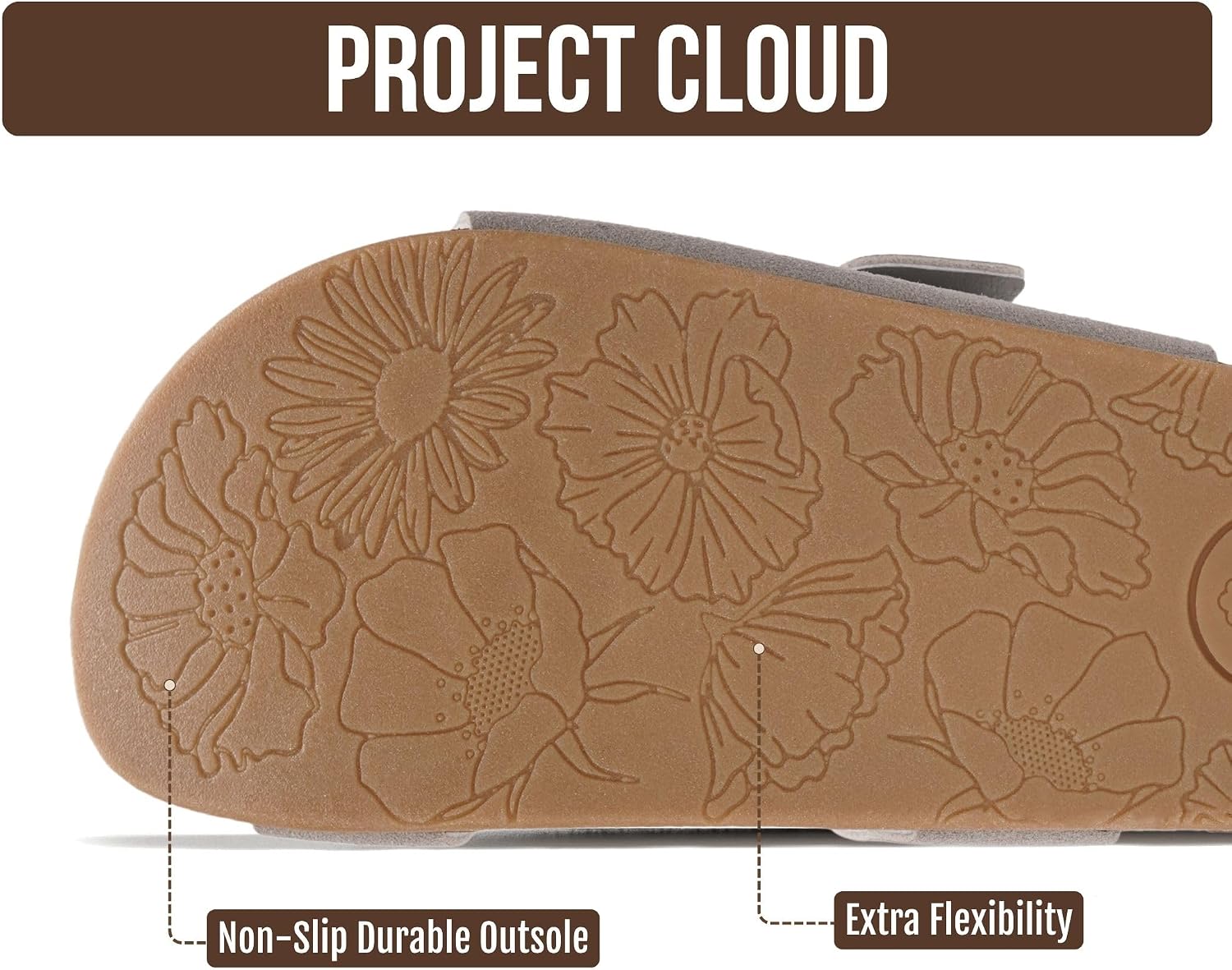 Project Cloud Womens Sandals - Adjustable Buckle Sandals for Women 2026 with Plush Insole - Lightweight & Non Slip Slides for Women Footwear