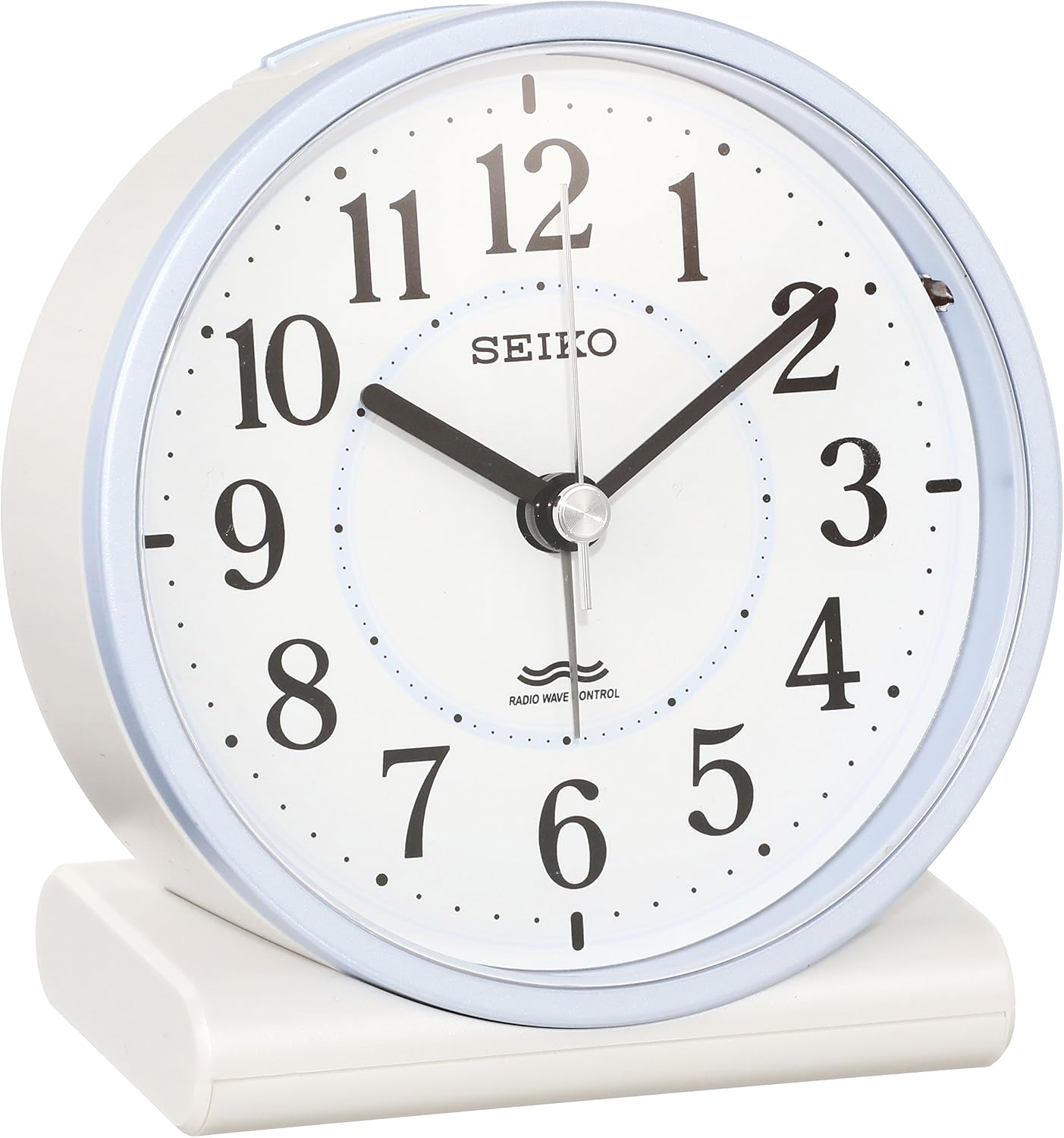Seiko KR328L Seiko Alarm Clock, Radio Wave Analog, Light Blue, Pearl