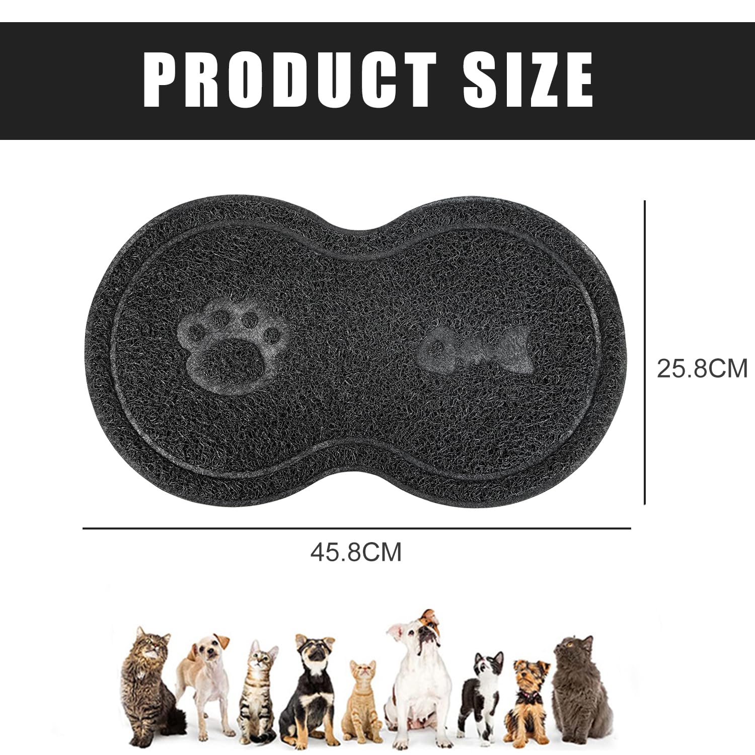 Cat Litter Mat, 2 and 1 Function, Suitable for Feeding Bowl Mat Cat Litter Tray Mat, 45 x 26 cm, Peanut Look Cat Litter Mat - Image 2