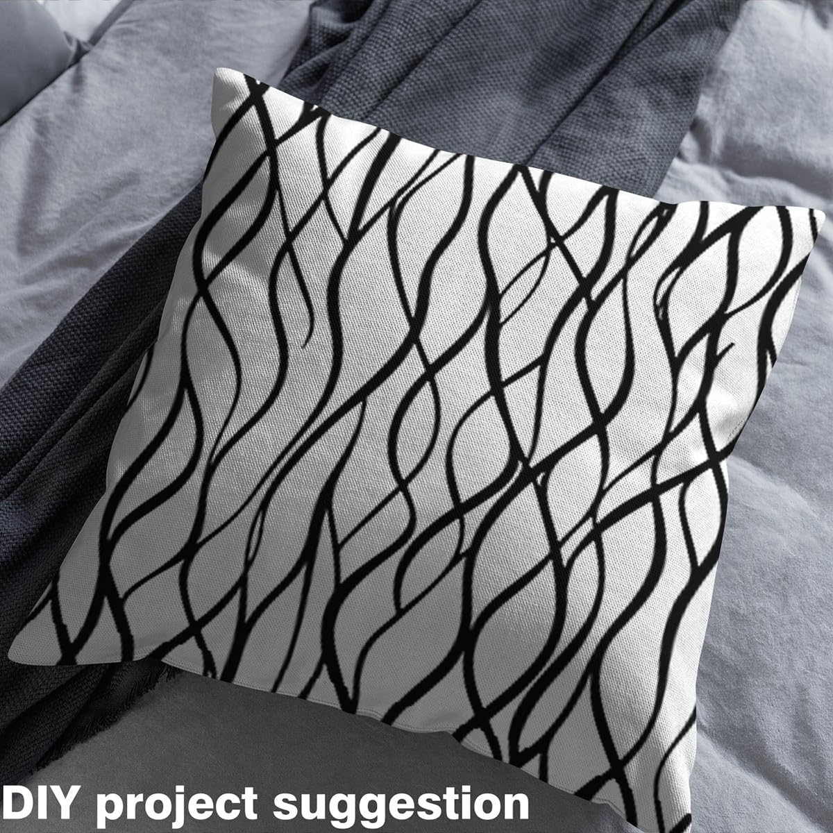Erosebridal Black and White Upholstery Fabrics,Modern Striped Fabric by The Yard for Kids Teens,Abstract Aesthetic Decorative Fabrics, Geometric Lines Indoor Outdoor Fabric,Black White,2 Yards