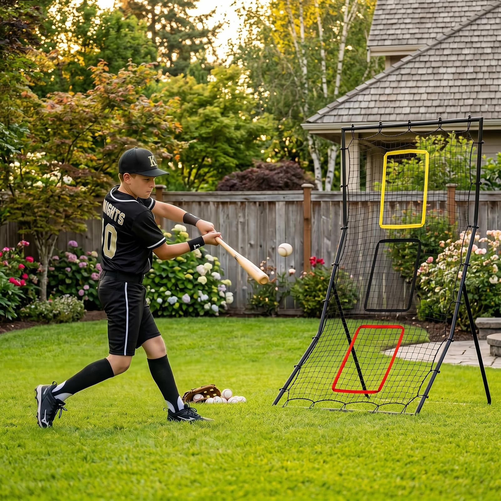 Baseball- Und Softball-Rückprallnetz 183 x 122 cm, Pitching- Und Fielding-Rebounder Mit 3 Zielzonen, Trainingsnetz Für Wurf-, Fang- Und Schlagtraining
