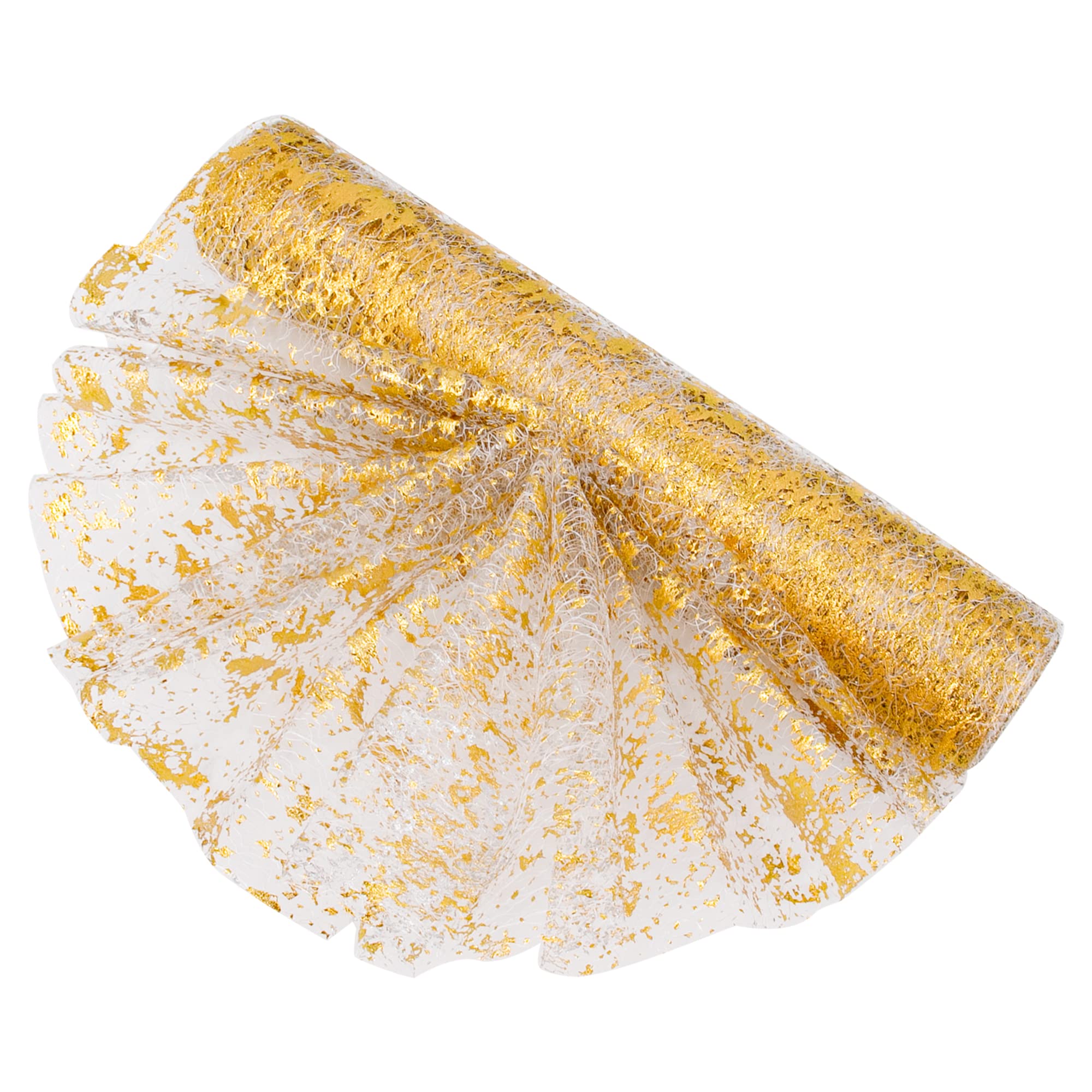 Time To Sparkle #01 Gold Table Runner With Gold Foil 29Cm X 10M Sparkling Tulle Roll Gift Floral Wrapping Paper Rolls Glitter Table Decoration For Holidays Wedding Parties And Everyday Decoration (Gold)