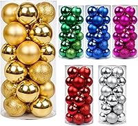 24 Pack Shatterproof Gold Christmas Ball Ornaments 1.18 Inch - Hanging Tree Decor for Xmas, Holiday, Wedding, Party
