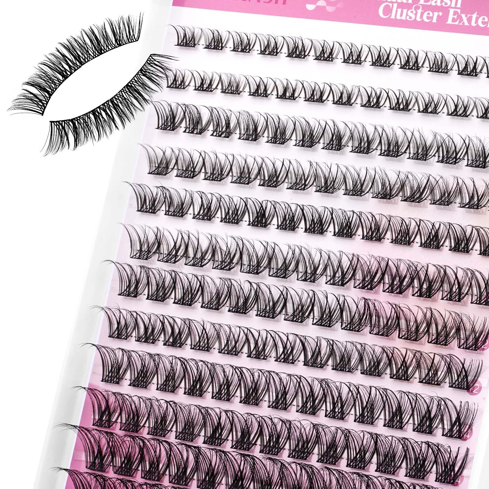 FADLASH Faux Cils FADLASH Cluster Individuel Cils a Cils 144pcs 0.07D 8-16mm DIY Réutilisable Extension Cils Bouquet(F5)