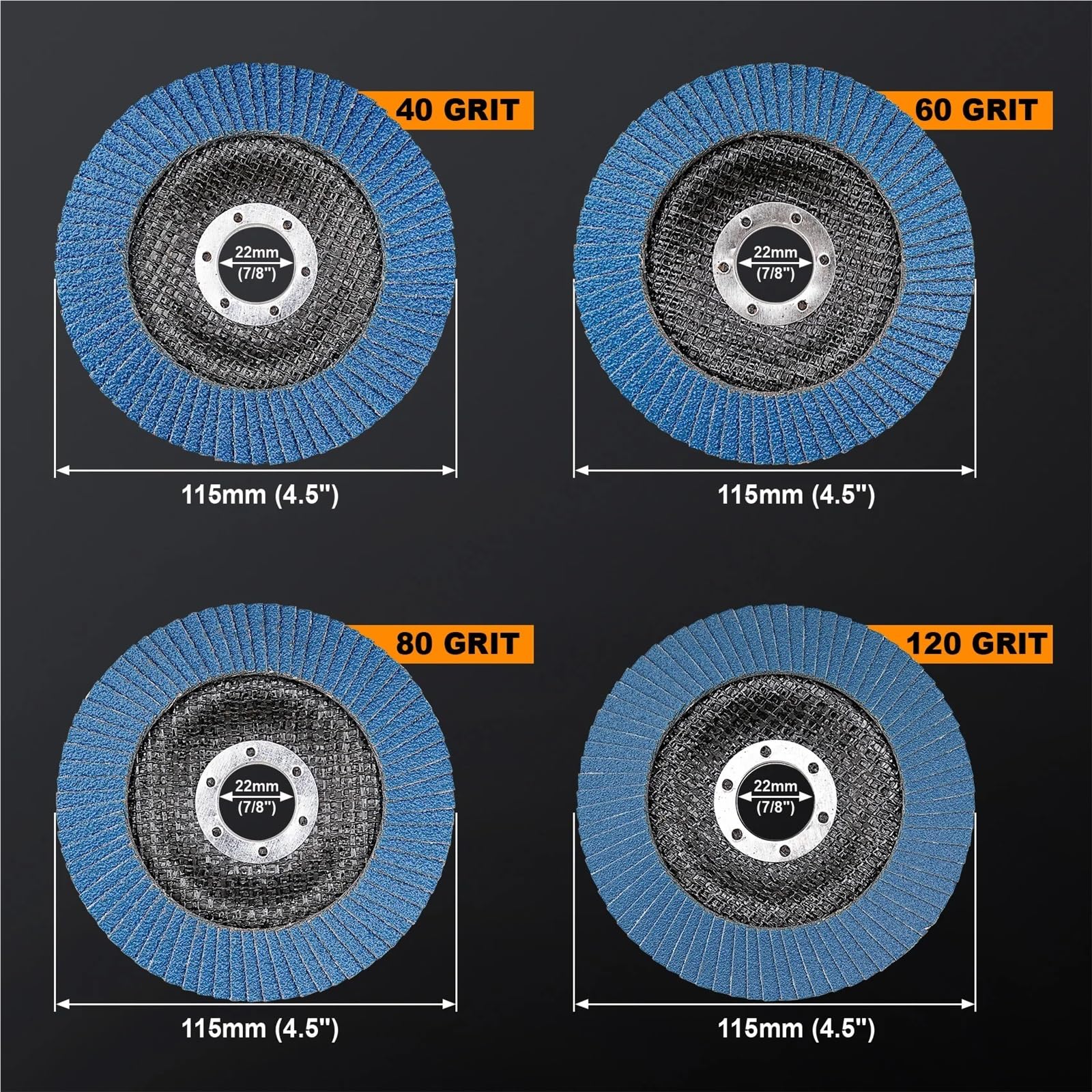Dischi di levigatura per smerigliatrice angolare 2/5 pezzi T29 dischi lamellari smerigliatrice angolare da 115 mm levigatura mola 4,5 pollici for la rimozione del metallo(Grit 120,5pcs)