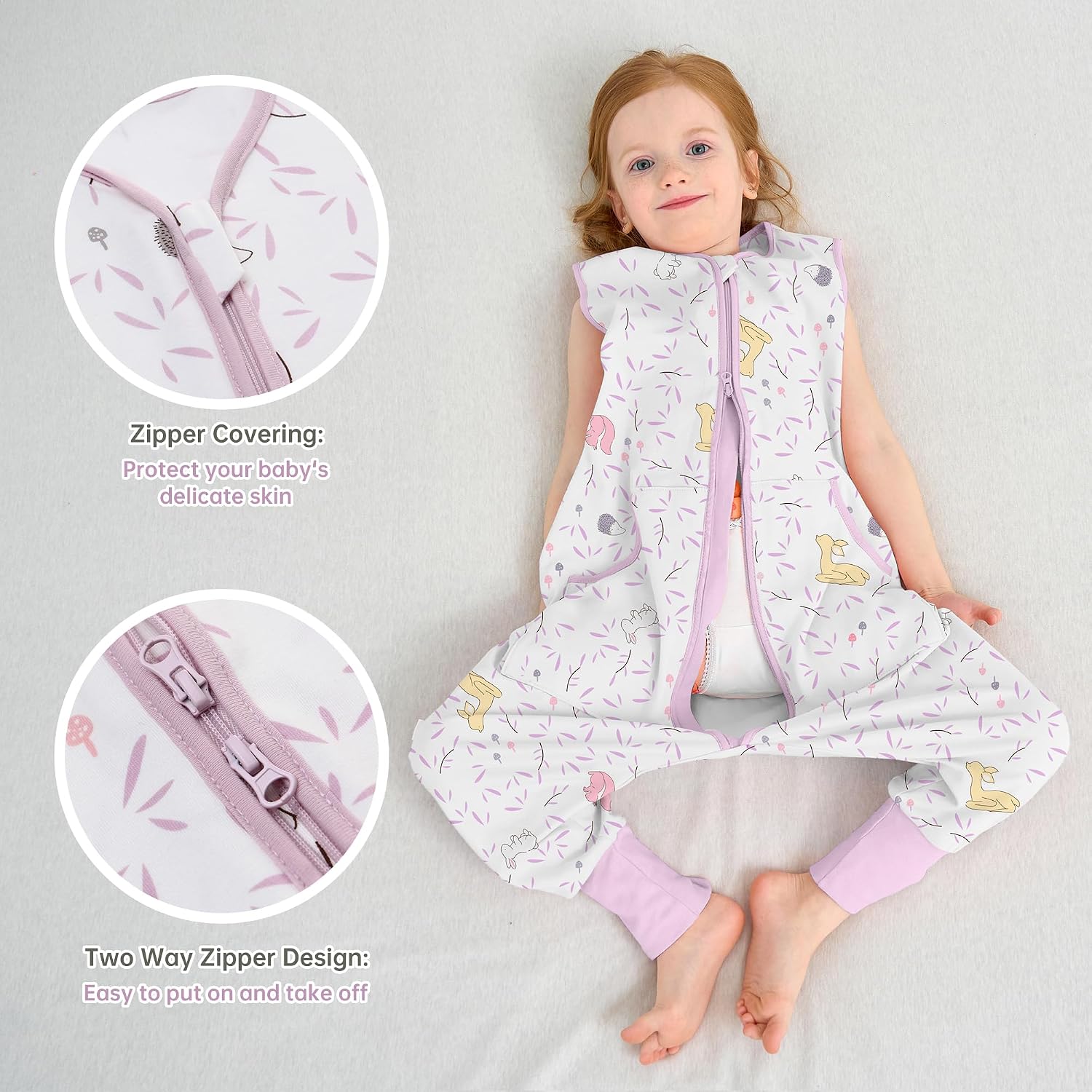 LAT 2Pack Baby Sleep Sack,Summer Toddler Cotton Sleep Sacks with Legs,for Baby Boys Girls,Baby Wearable Blanket with Zipper