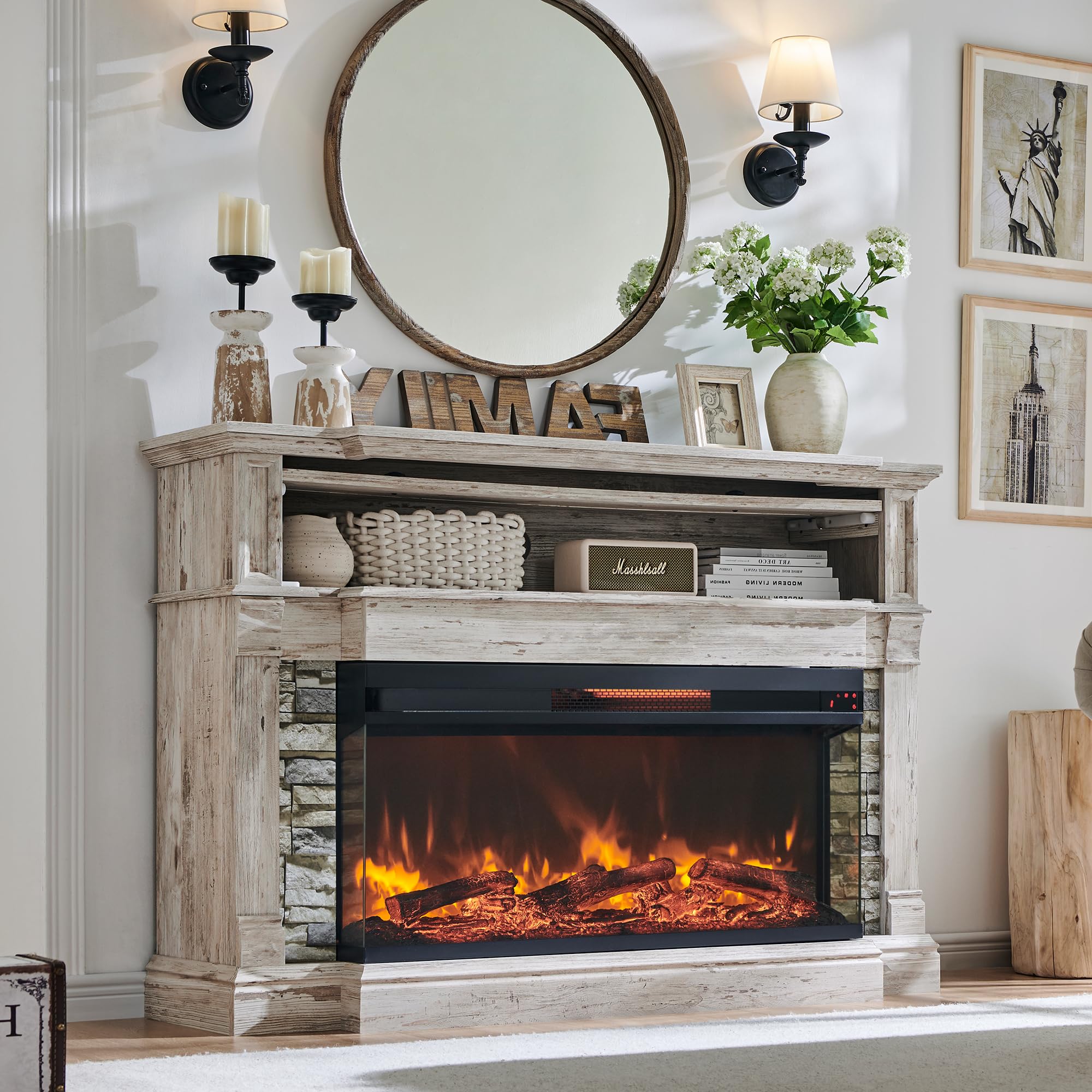 Antique Elect Fireplace Rock Amantii CE26 Fire & Ice Classic Edition