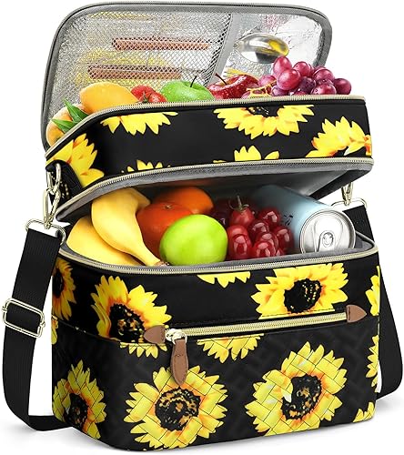 Miniatura 22 de Capolo - Lonchera para mujeres, hombres y adultos, bolsa de almuerzo aislada a prueba de fugas con correa extraíble, lindas bolsas de almuerzo