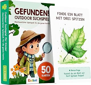 GEFODEN! Outdoor Search Game for Children from 4 Years - [50 Cards] - Outdoor Games for Outdoors, Treasure Hunt, Garden, Walks & Forest - Travel Games Gift for Boys and Girls