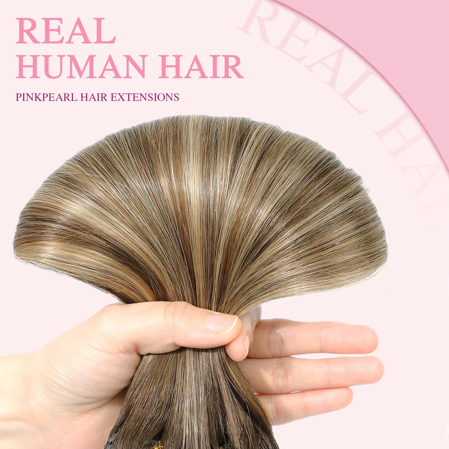 PINKPEARL Clip in Hair Extensions Human Hair, Remy Human Hair Clip ins for Women #4/27/4 Chocolate Brown to Caramel Blonde Balayage Clip Hair Extensions 7pcs 120g 20inch(#4/27/4-20)