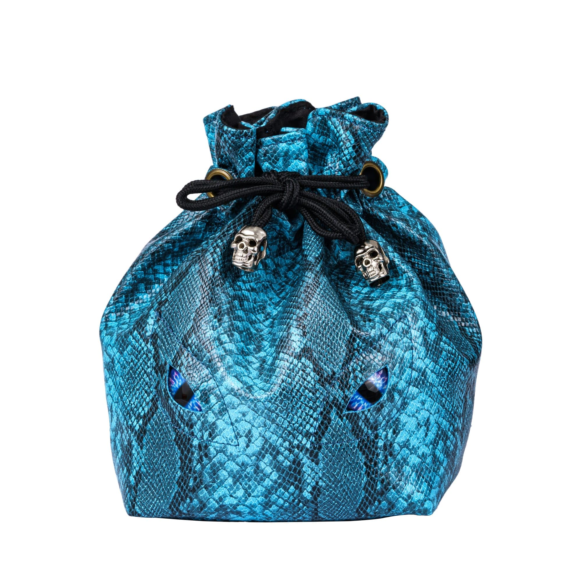 KSNDie Large DND Dice Bag Leather Dice Storage Bag Blue D&D Drawstring Pouch with Pockets for RPG Table Games - Can Hold 200+ Dice