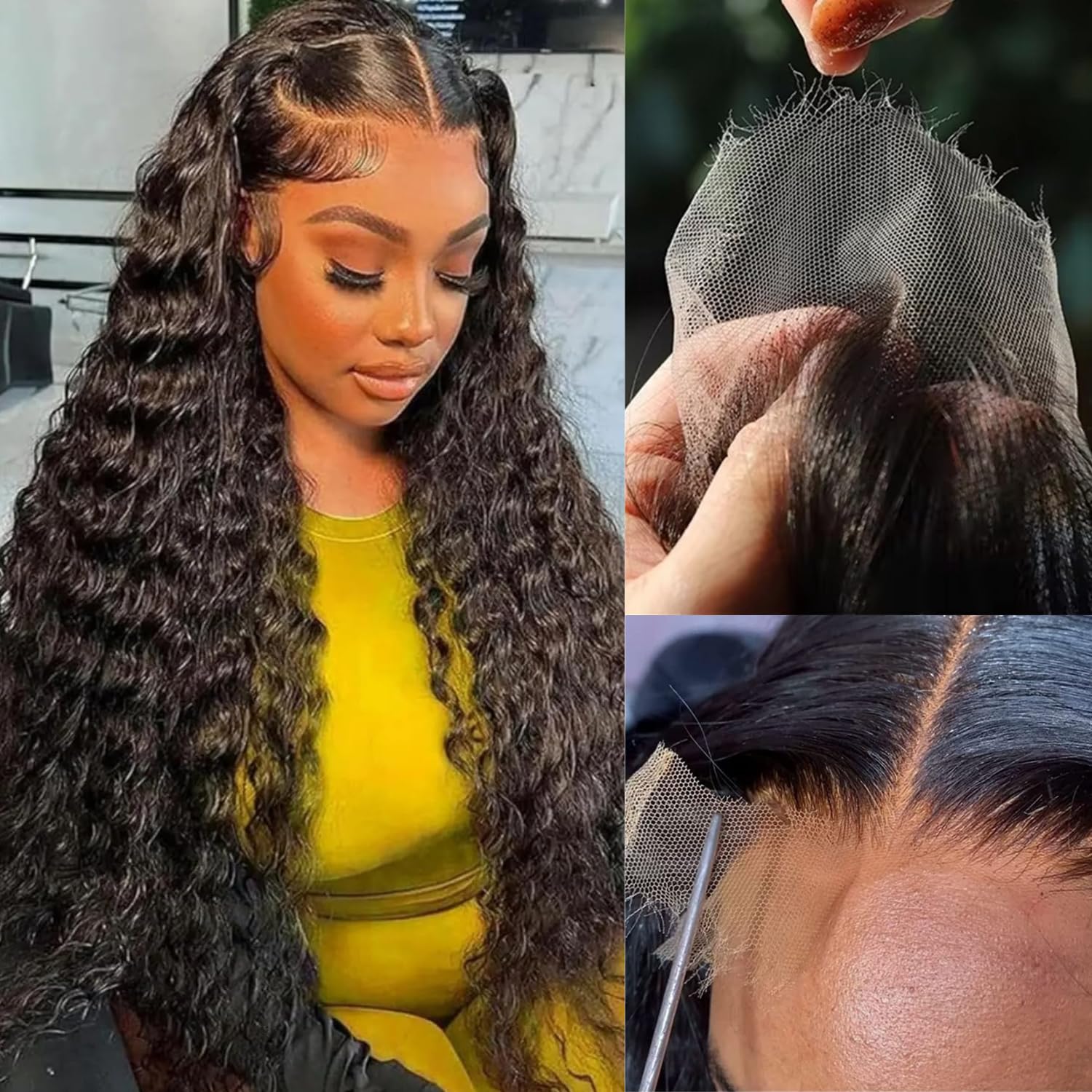 2x6 Kim K Water Wave SKINLIKE Real HD Lace Closure Only Single Knot Human Hair 12A Brazilian Virgin Human Hair Wet n Wavy 0.09mm Ultra-thin Invisible HD Swiss Lace Closure Pre Plucked Curly 12In