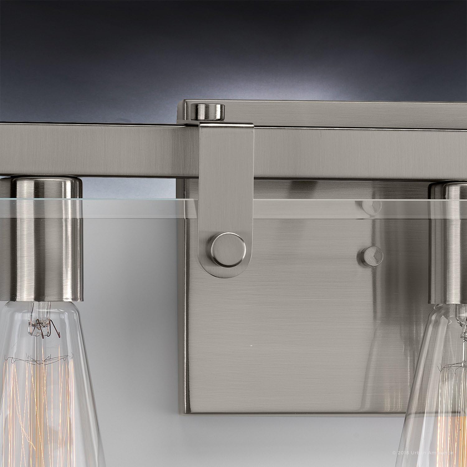 Urban Ambiance Luxury Modern Farmhouse Bathroom Vanity Light, Medium Size: 8.38" H x 22.75" W, with Industrial Chic Style Elements, Brushed Nickel Finish, UHP2451, Bristol Collection