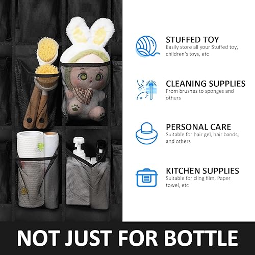 Miniatura 6 de Organizador de botellas de agua sobre la puerta, 24 soportes para botellas de agua, organizador de tazas, organizador de tazas de varios tamaños,