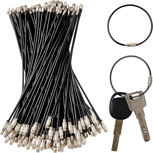 gsnma Paquete de 100 llaveros de alambre de 6 pulgadas y 0.079 in, paquete de 100 llaveros de alambre de acero inoxidable, etiquetas de equipaje