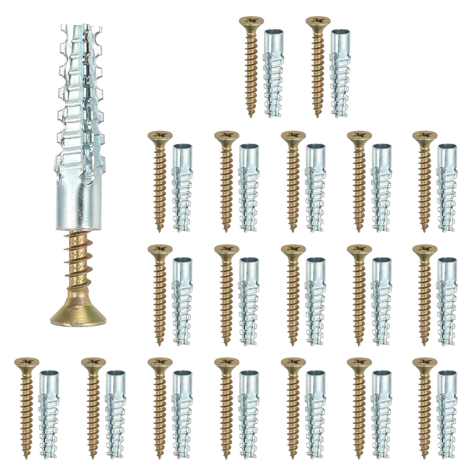 PATIKIL 20 Pcs Drywall Hollow Wall Anchors with Screws 0.2 x 1.57"