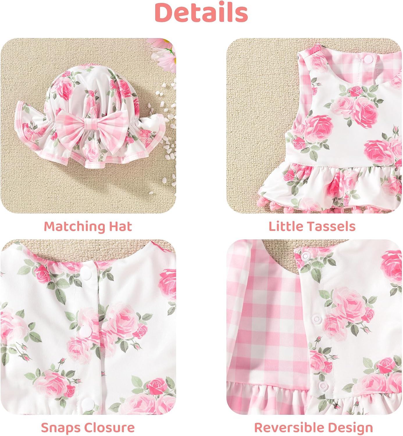 Toddler Infant Baby Girls Reversible Swimsuit