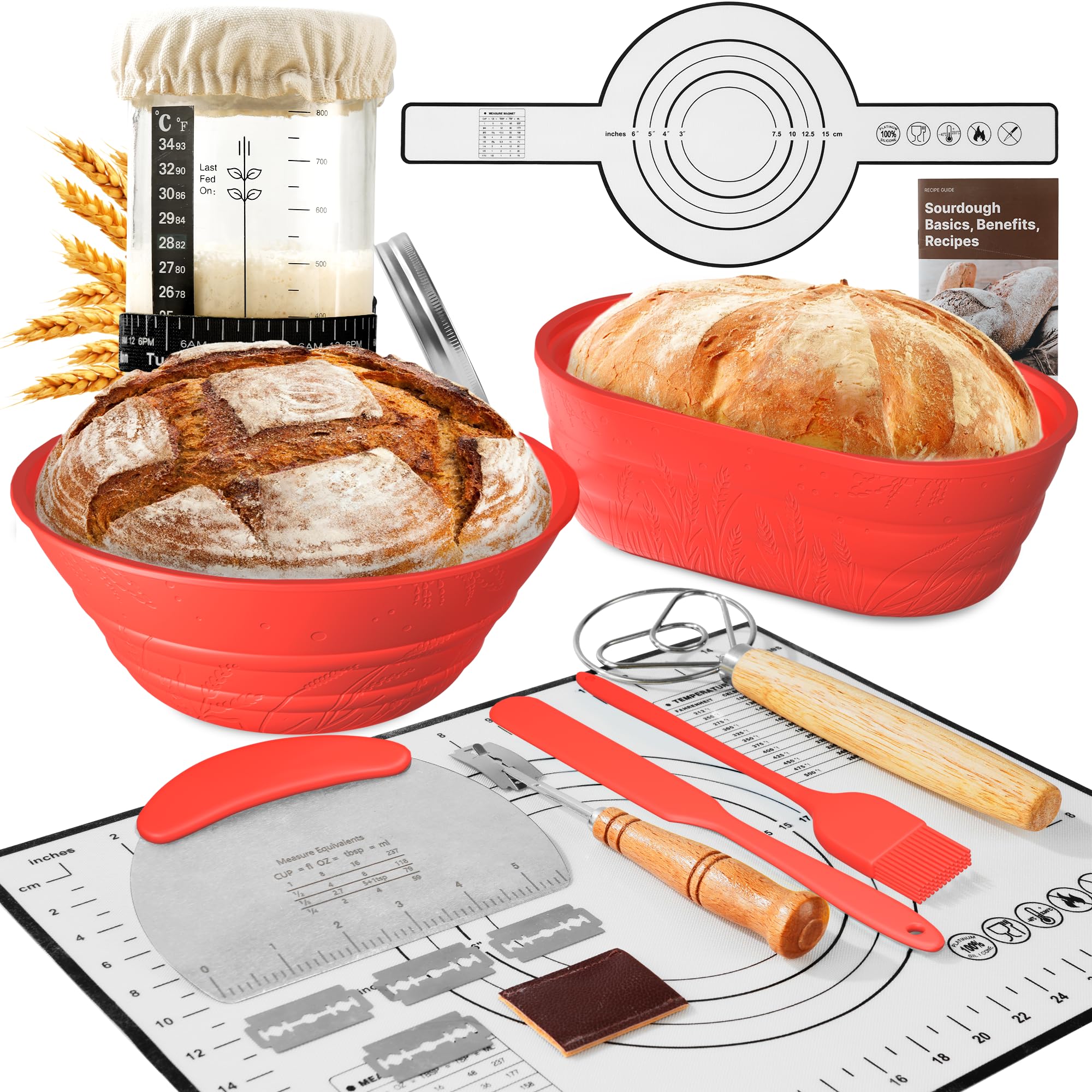 BICRET Sourdough Starter Kit with Jar & Mat
