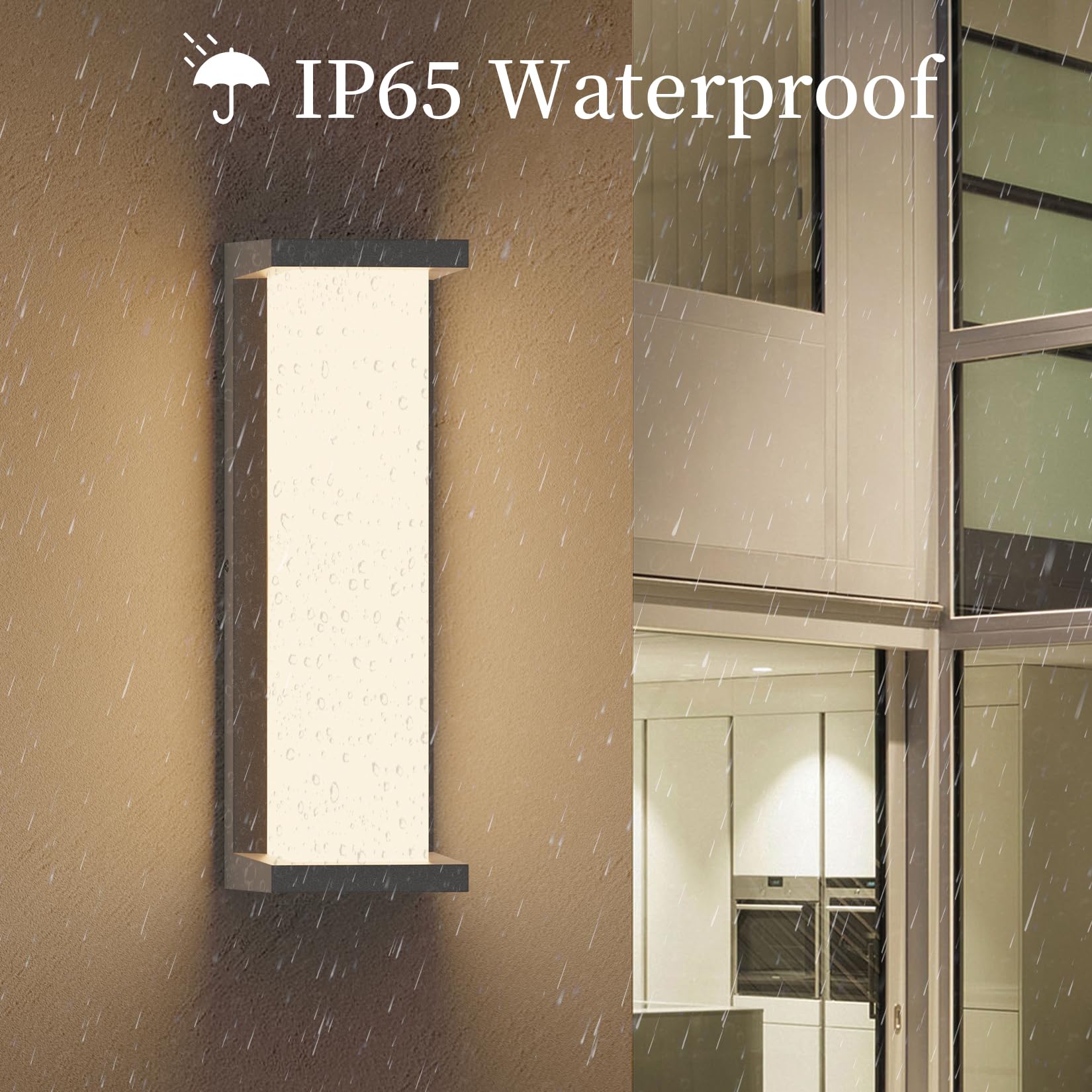 36W LED Lampada da parete per esterni, 3000K Lampada da parete quadrata, 3500lm, IP65 Impermeabile Applique da parete per esterni e interni, balcone, patio. Antracite