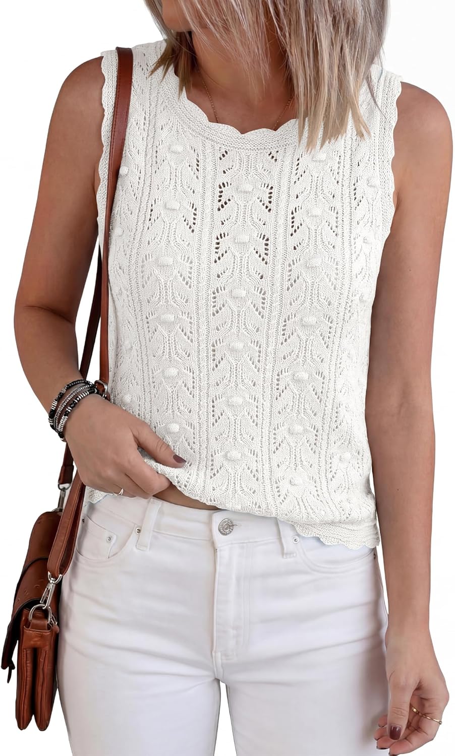 BTFBM Crochet Tops for Women Sleeveless Knit Sweater Vest Tank Top Summer Spring 2026 Cover Ups Beach Vacation Clothes - Image 5