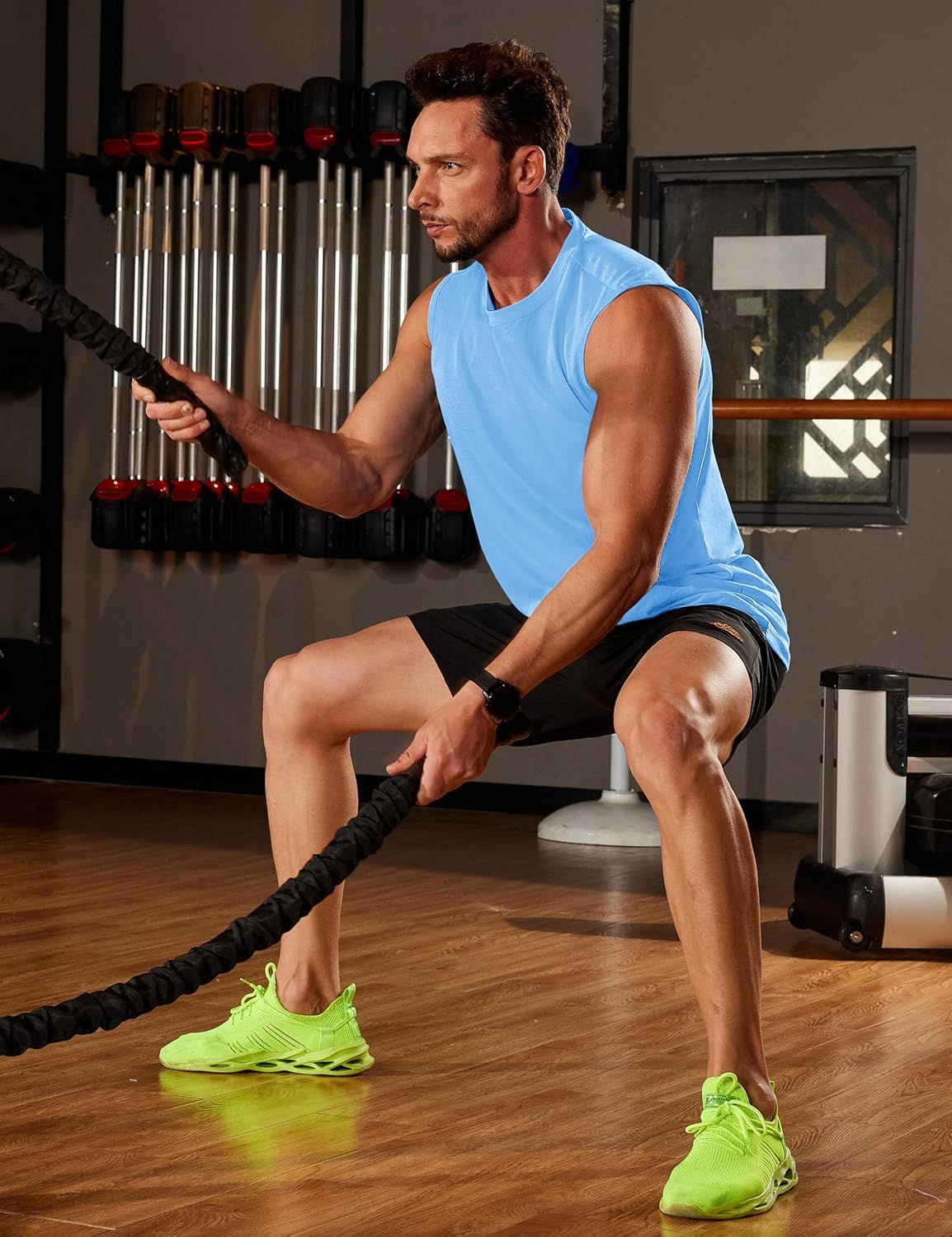 MAGCOMSEN Men's Tank Top Cotton Muscle Workout Gym Shirts Moisture Wicking Lightweight Summer Casual Sleeveless Shirts - Image 2