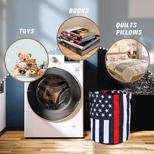 Miniatura 4 de Cesta plegable de tela Oxford con diseño de bandera de Estados Unidos, diseño de bandera de Estados Unidos, divertida cesta de almacenamiento de