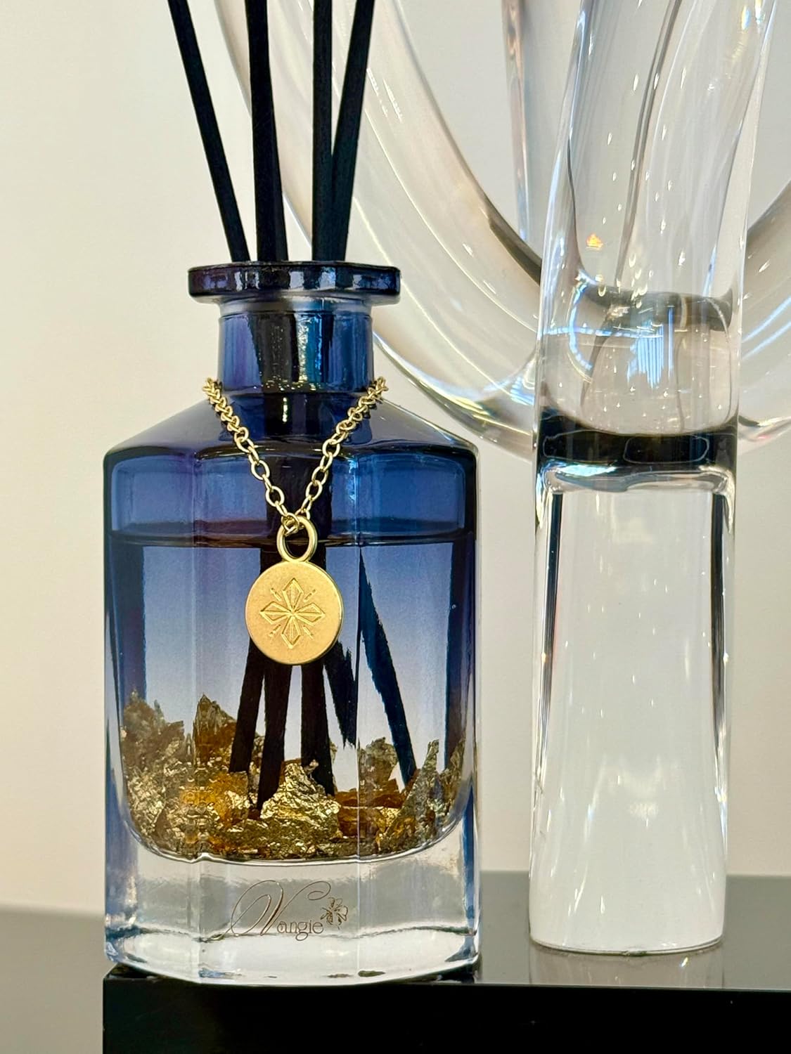 VANGIE Luxury Reed Diffuser for Home | Lavender & Chamomile Calming Scent | Floating Gold Leaf Glass Bottle | Long-Lasting Aroma | Vegan | Bedroom, Bathroom & Relaxing Spaces - Image 5