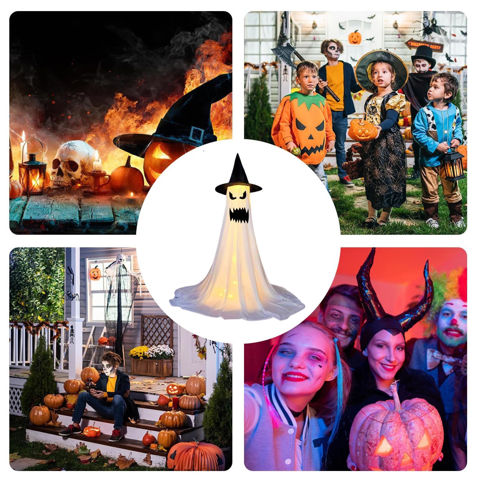 Halloweenowe Dekoracje Zewnętrzne Z Duchami Duża Straszna Sezonowa Ozdoba