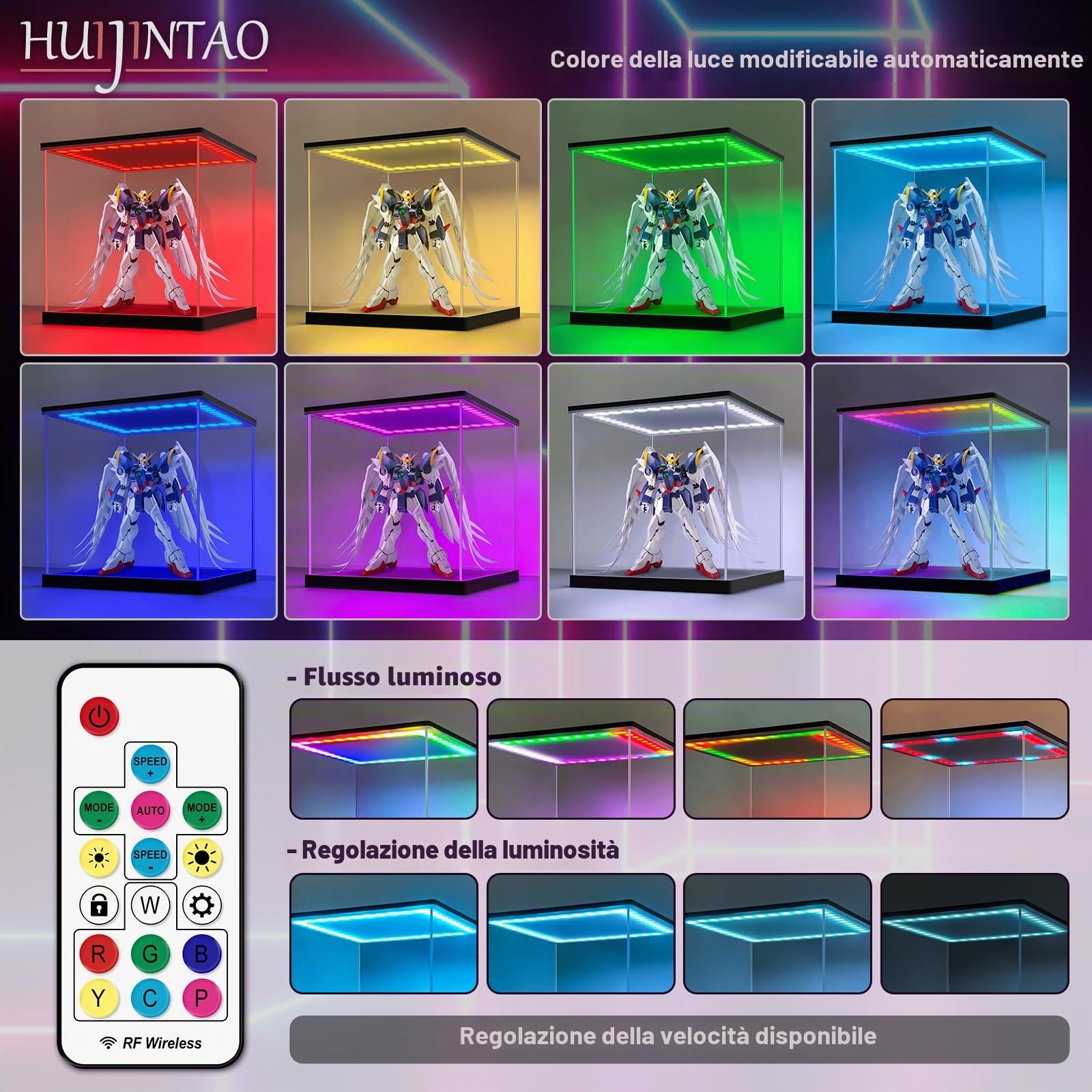 Vetrina in Acrilico con luci a LED e Interruttore, Teca Plexiglass Antipolvere Teca Espositiva, Vetrina Espositiva per Collezionismo, Modellismo (30x30x30 cm)