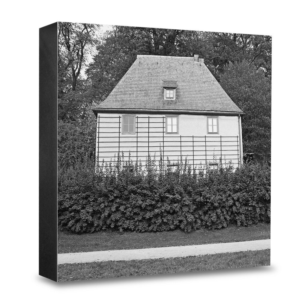 Tableau bois photo architecture Weimar noir et blanc petit format 15x15