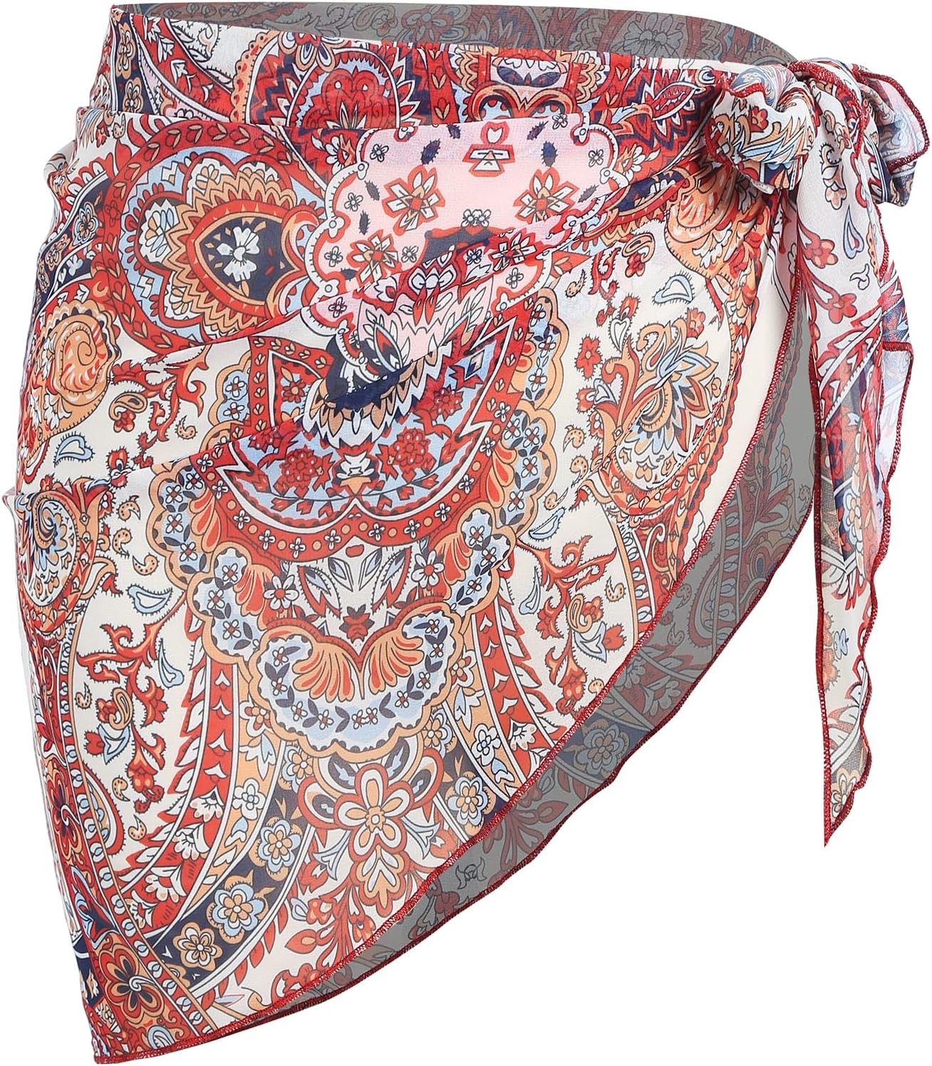 ZAFUL Boho Beach Cover Ups for Women Sarong Coverups Sheer Bikini Chiffon Wraps Skirts for Swimwear