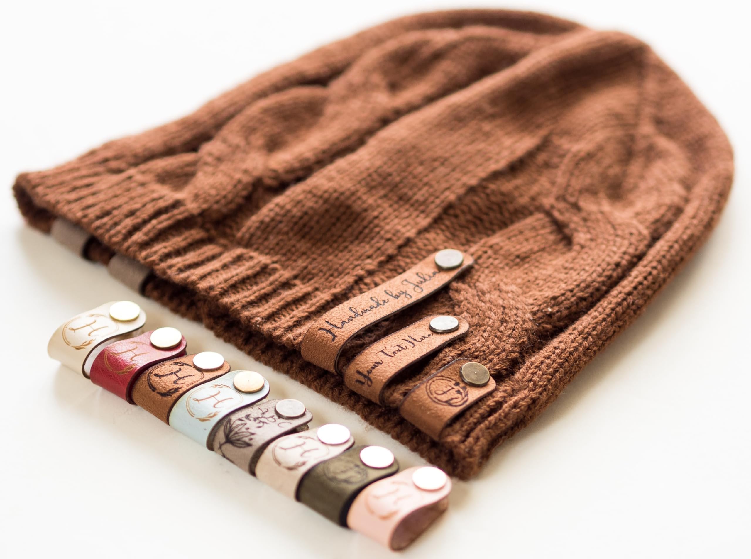 Personalized Leather Labels for Handmade Products, Brown