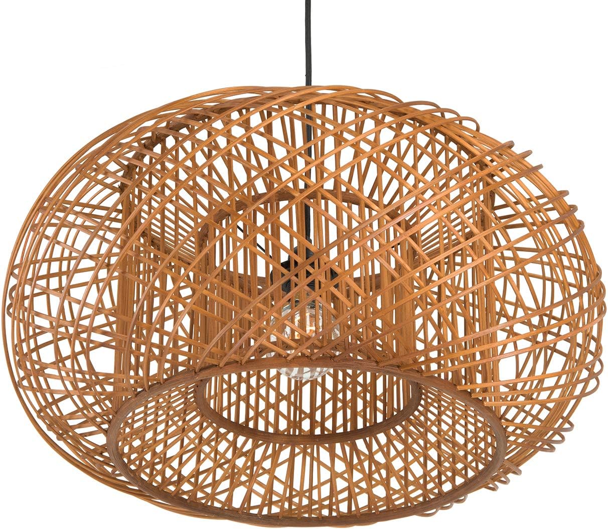 KOUBOO Bamboo Crisscross Pendant, Rustic Brown Ceiling Lamp