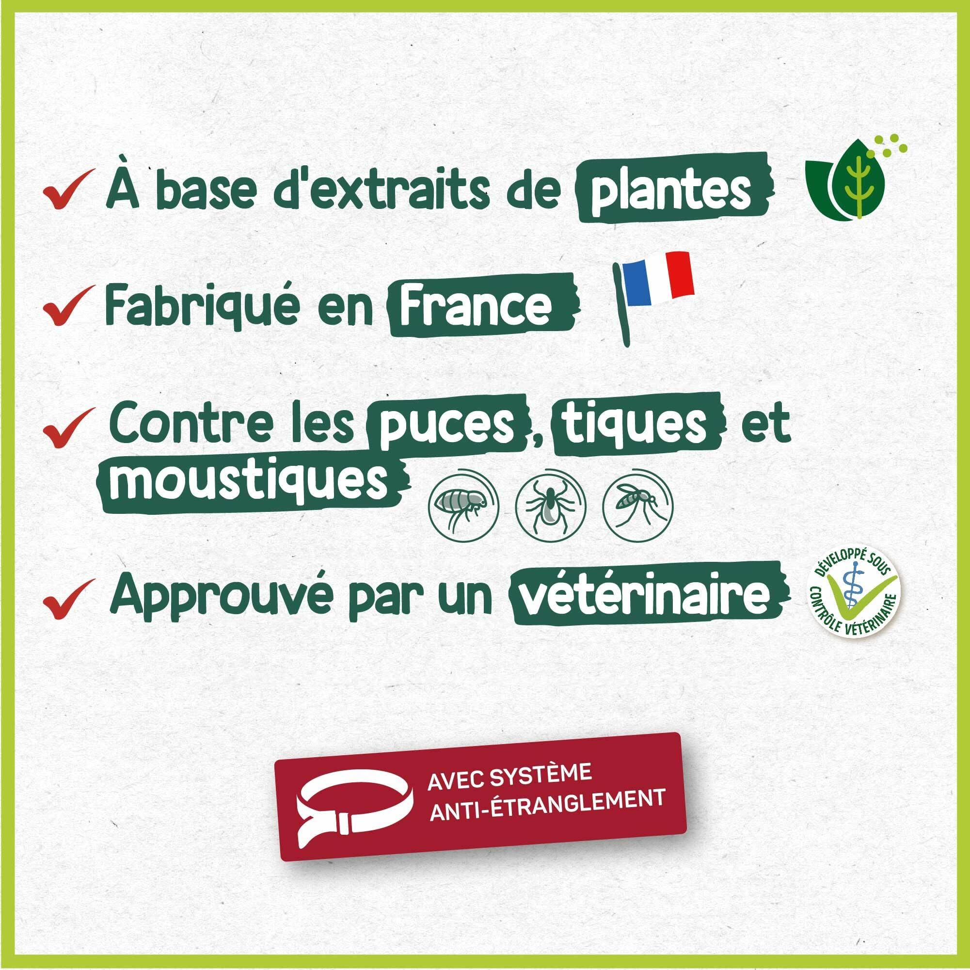 HOPI Collier Anti Puces pour Chien et Chiot de Moins de 10 kg – Taille 35 cm - Extraits de Plantes - 4 Mois de Protection Antiparasitaire Efficace - Pratique et Facile - Fabriqué en France