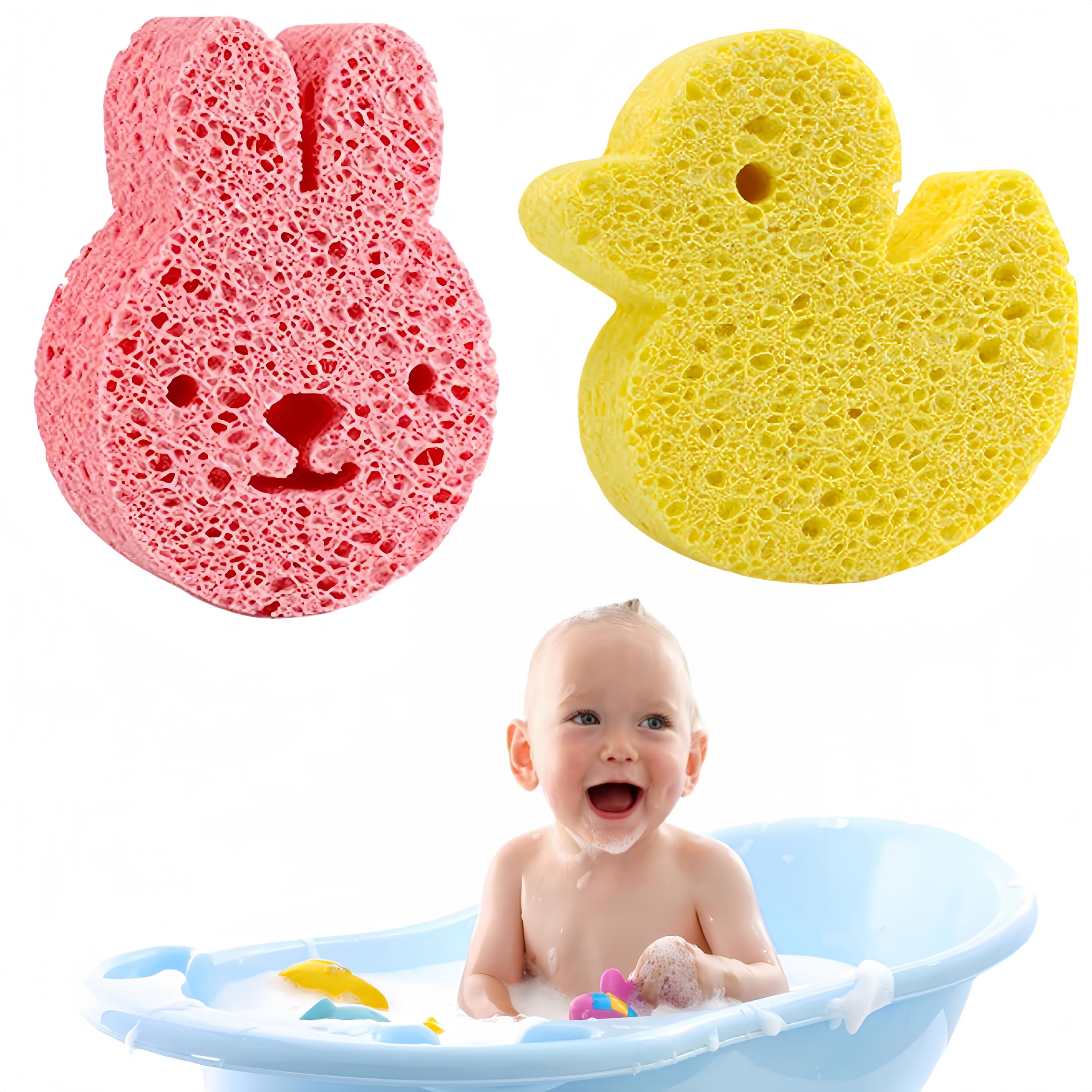 Esponja Baño Bebe,2 Piezas Esponja Baño Niños,Esponja Baño Infantil,Esponja Ducha Bebe,Esponja Ducha Niños,Esponja de Konjac para el Baño del Bebé,Esponjas Hidrófilas para Bebés,Linda Forma