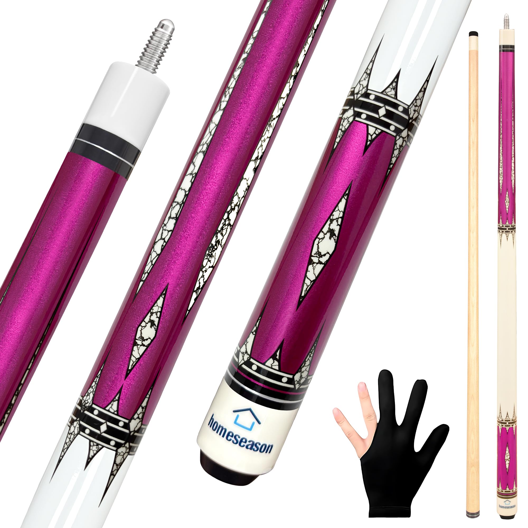 Pool Cues 58 inch Pool Cue Stick with 13mm Fiber Leather tip 20oz 4-Colors for Beginner, Commercial and Home Entertainment