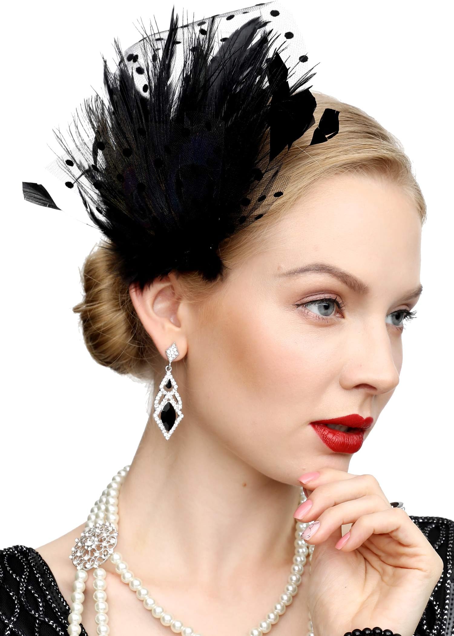 CizoeFascinators 20s Gatsby Flapper Acessories Art Deco Party Accessory Peacock Feather Headpiece