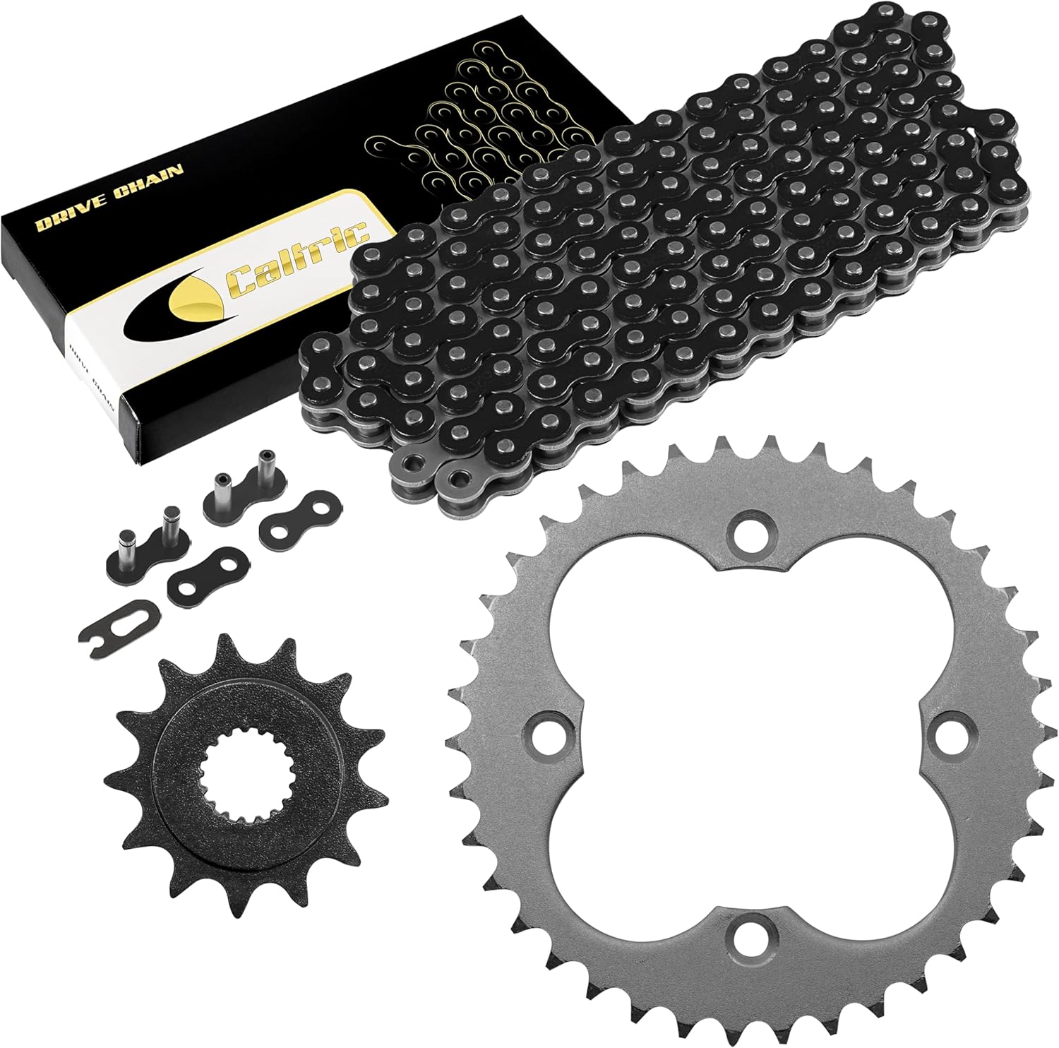 Caltric Black Drive Chain And Sprockets Kit Compatible with