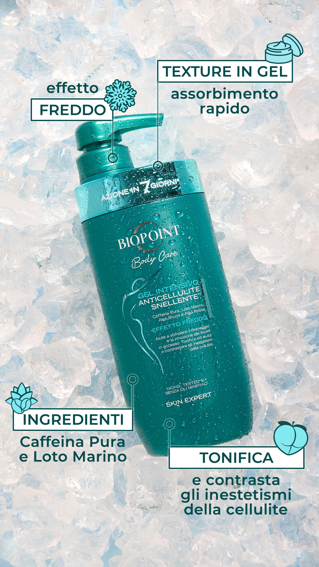 Biopoint - Antycellulitowy intensywny żel do ciała, efekt ujędrniający, osuszający i tonizujący, wspomaga redukcję akumulacji i przeciwdziałanie znieczuleniu, 400 ml