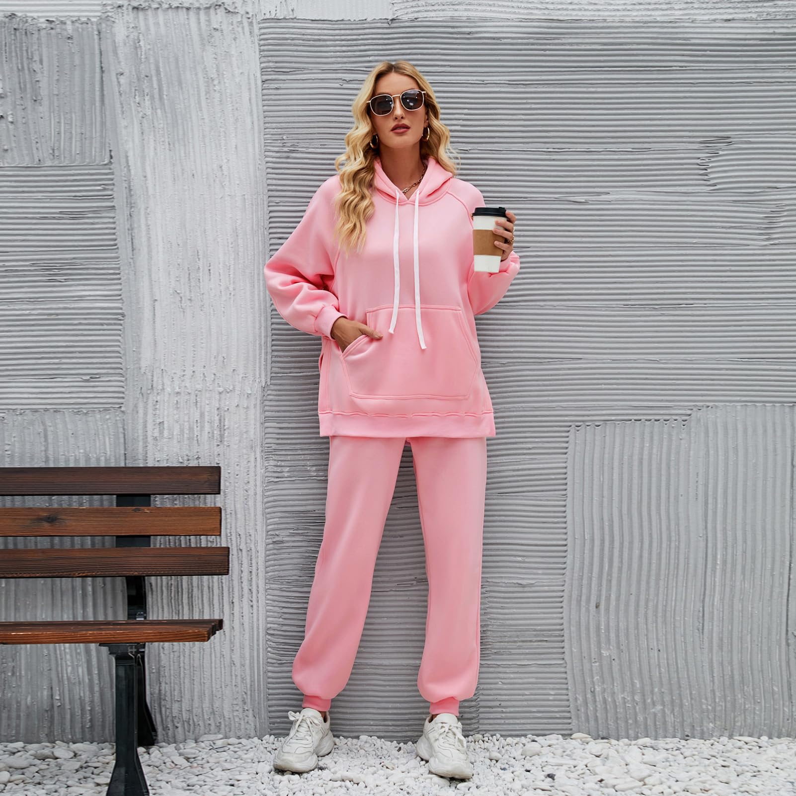Momuk Completi Insiemi di Tute e Felpe per Donne 2 Pezzi Top con Cappuccio Felpa a Maniche lunghe con Pantaloni Cargo Set Tuta con Cappuccio